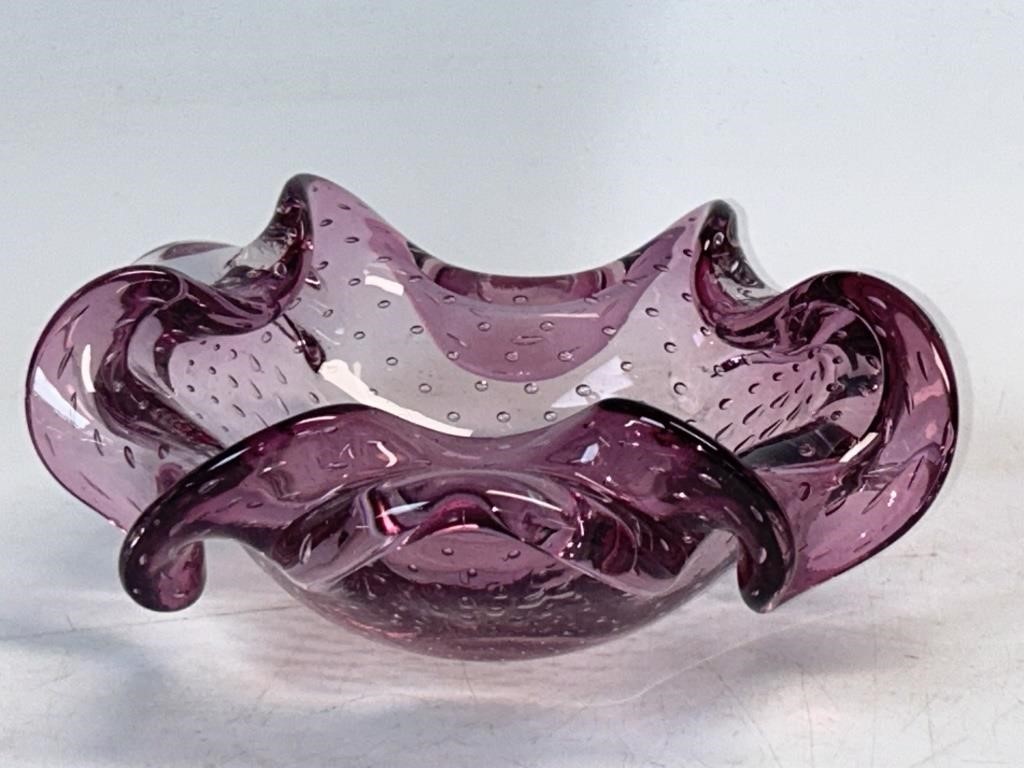 Marano style art glass  amethyst bowl