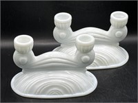 2 Milk Glass Candle Stick Holders