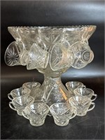 EAPG Star of David Punch Bowl, Ladle, & 12 Cups