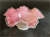 Beautiful Fenton Pink Crest Milk Glass Bowl