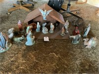 Large nativity set wood barn