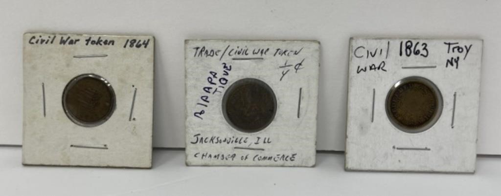 Three Civil War Token/Coins