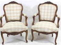 PAIR OF CARVED FRENCH ARM CHAIRS