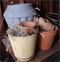 Large Plant Pots, Trash Can with Contents