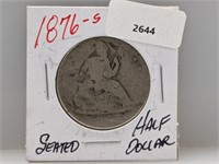 1876-S 90% Silver Seated Half $1 Dollar