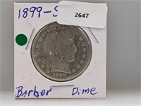 1899-S 90% Silver Barber Half $1 Dollar