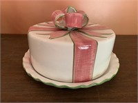 Ceramic cake plate and cover, cover has