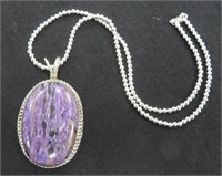 "HM" marked Sugilite and Sterling Necklace