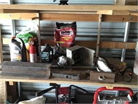 Steel beam piece , chemicals, all pictured
