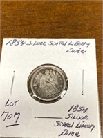 1854 SILVER SEATED LIBERTY DIME