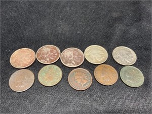 10 Indian Cents & nickels