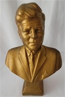 GOLD PAINTED PLASTER BUST OF JFK