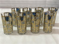 Lot of 8 Glass Ice Tea Glasses-Blue