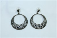 Pair of Articulated Black Stone Earrings