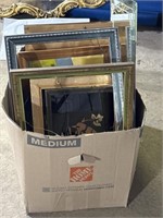 (E) Box of Assorted Pictures & Frames