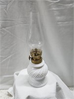 Vintage Mini Oil Lamp Milkglass Bottom