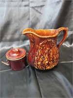 Antique Brown pitcher and crock set.
Sold as one
