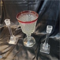 Antique candle and large chalice crystal