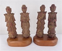 Group of Myanmar Burma Wood Carved Figures