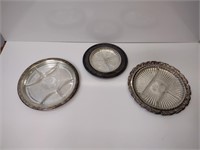 Silver Plated Dishes w/ Divided Glass Inserts