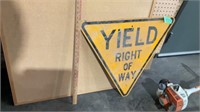 Vintage heavy, metal yield sign
