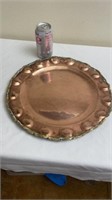 Solid Copper Serving Tray w brass