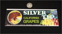 Original SILVER TIP California Grapes Crate Label