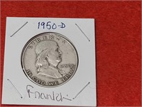 1950 D Silver Franklin Half Dollar