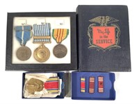 4 US Army Medals Korea, Vietnam, WWII + Service Bk