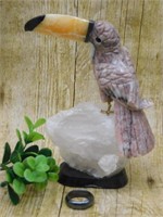 STONE BIRD AND RING ROCK STONE LAPIDARY SPECIMEN