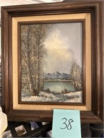 Winter Scene Oil Painting / Signed