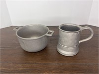 Pewter Mug & Bowl w/ Handles