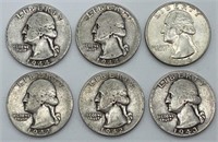 (6) Silver Washington Quarters