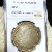 1798 Mexican Silver 8 Reales NGC - AU53