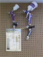 Two Central Pneumatic Spray Guns And Cleaning Kit
