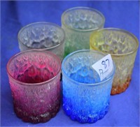 5 tumblers of mixed colours with icicle pattern