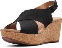 New Clark women Annadel Eirwyn Wedge Sandal, Blk