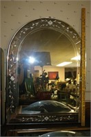 Vintage Etched Arched Top Mirror