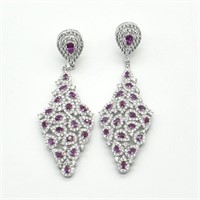 Silver Ruby Cz(13.15ct) Earrings