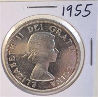 1955 Elizabeth II Canadian Silver Dollar
