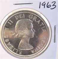 1963 Elizabeth II Canadian Silver Dollar