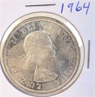 1964 Elizabeth II Canadian Silver Dollar