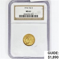 1914 $2.50 Gold Quarter Eagle NGC MS61