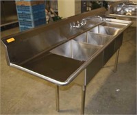 3 Compartment Sink 18" x 18" Tubs Double Drain
