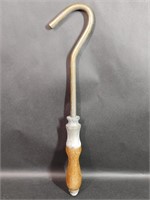 Brass Fireplace Kettle Hook with Wooden Handle
