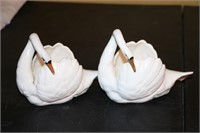 2 Czechoslovakian Porcelain Swan Bowls