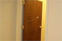 Two solid slab interior office doors with brass pl