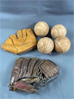 Vintage Baseball Mitts & Softballs