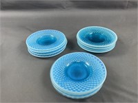 Vintage Fenton Blue Hobnail Plates