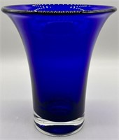 Cobalt Blue Artglass Large Flared Flower Vase